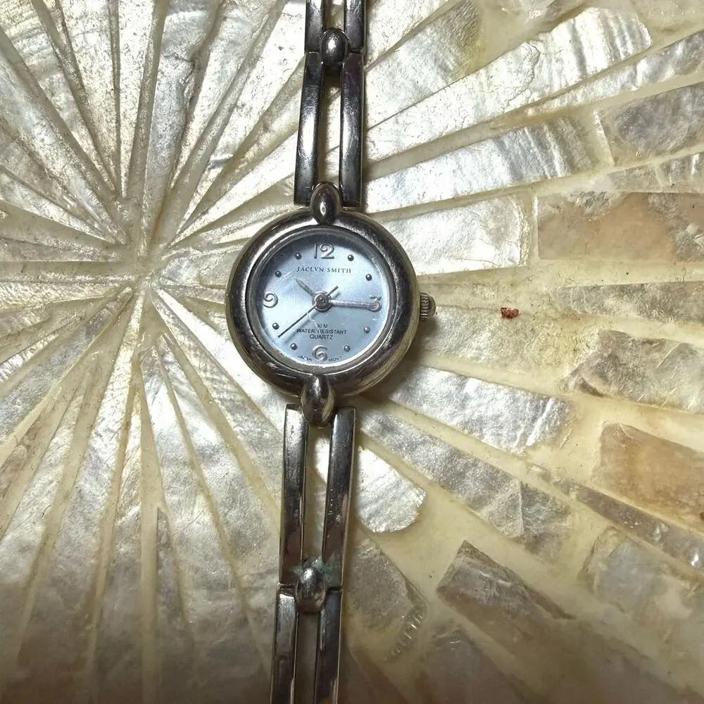 Jaclyn Smith Blue Dial Silver Tone Bracelet Watch Small Face 30M Water Resistant